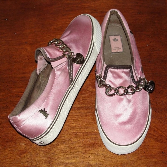 ISO pink satin juicy couture slip on sneakers 8.5